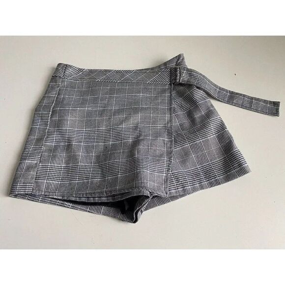 Seek The Label Women’s Sz Small S  Plaid Faux Wrap Skort in Gray - Picture 1 of 8